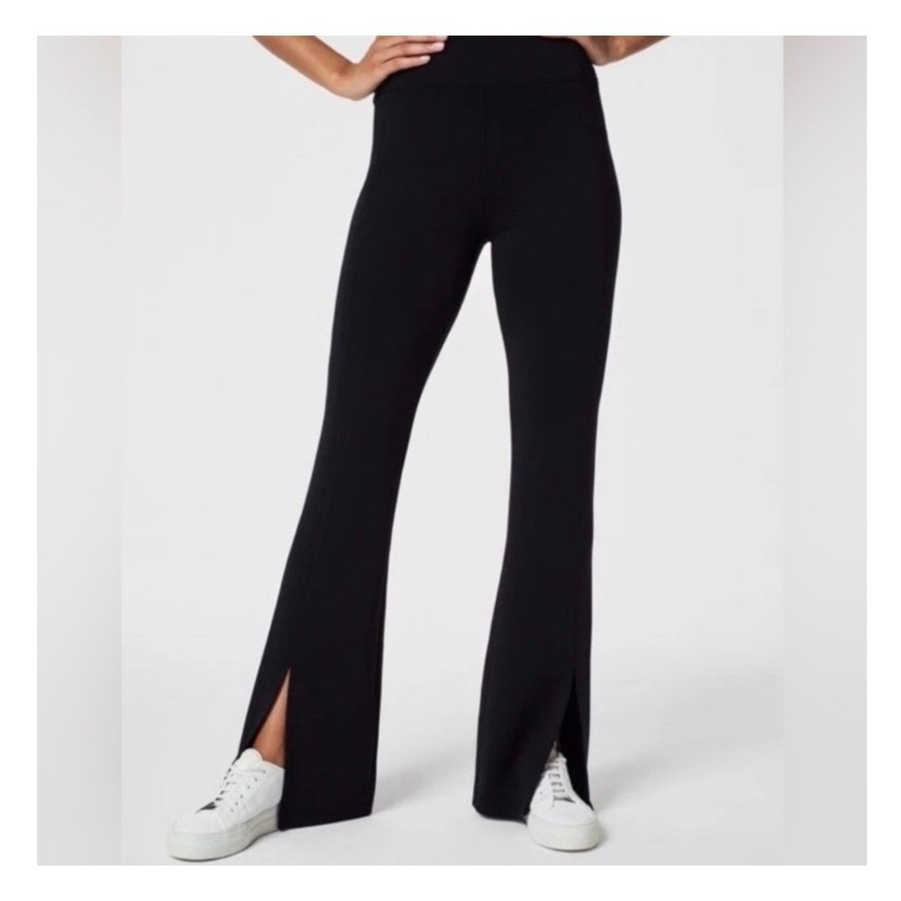 Spanx Black AirEssentials Front Slit Flare Pants Womens 1XT Athleisure Stretch